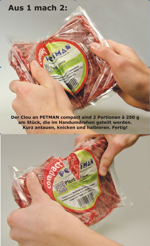 Petman Verpackung compact wird geknickt und geteilt