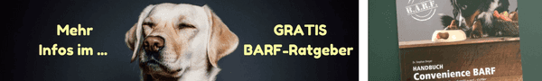 Infobild mit Hund zum kostenlosen Petman BARF Buch